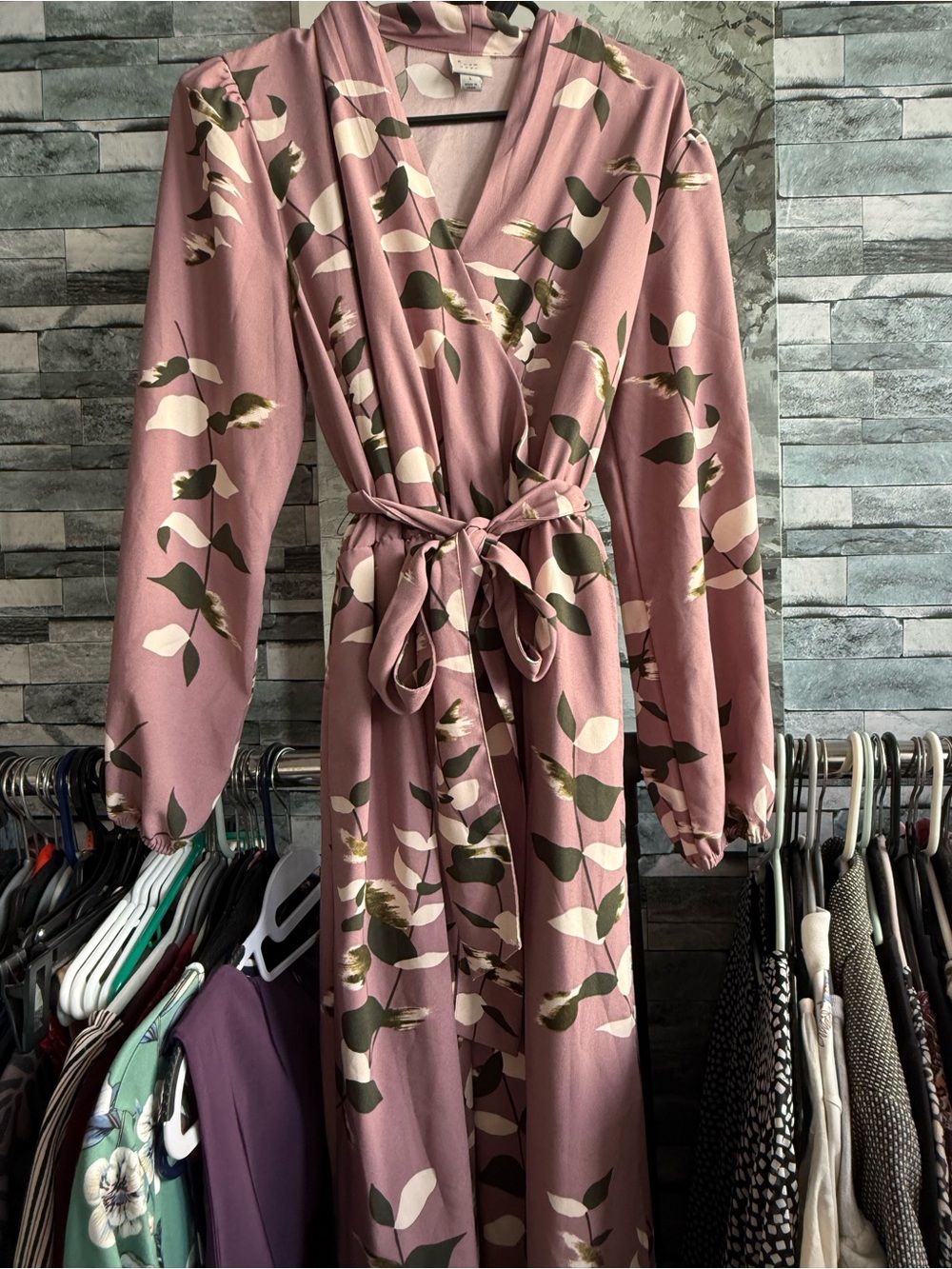 a new day Mauve Floral Tie-Waist Wrap Maxi Dress